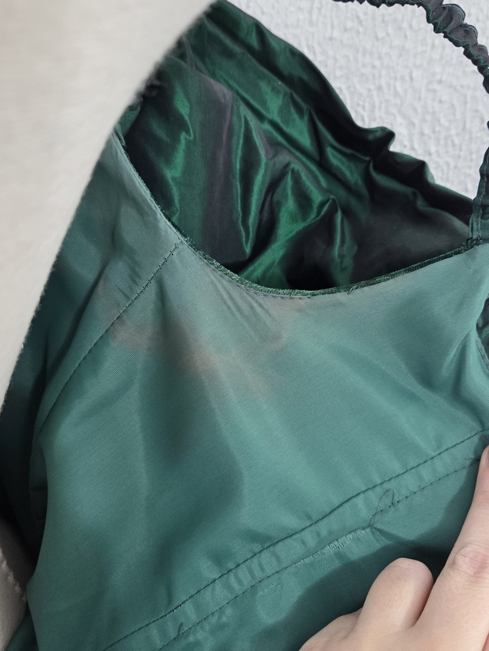 Vintage 80s green velvet mermaid prom dress midi gown bows rhinestones jeweltone - Picture 6 of 7